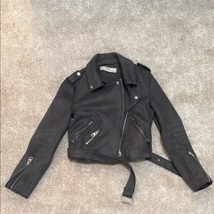 Zara Grey Suede Vegan Leather Jacket